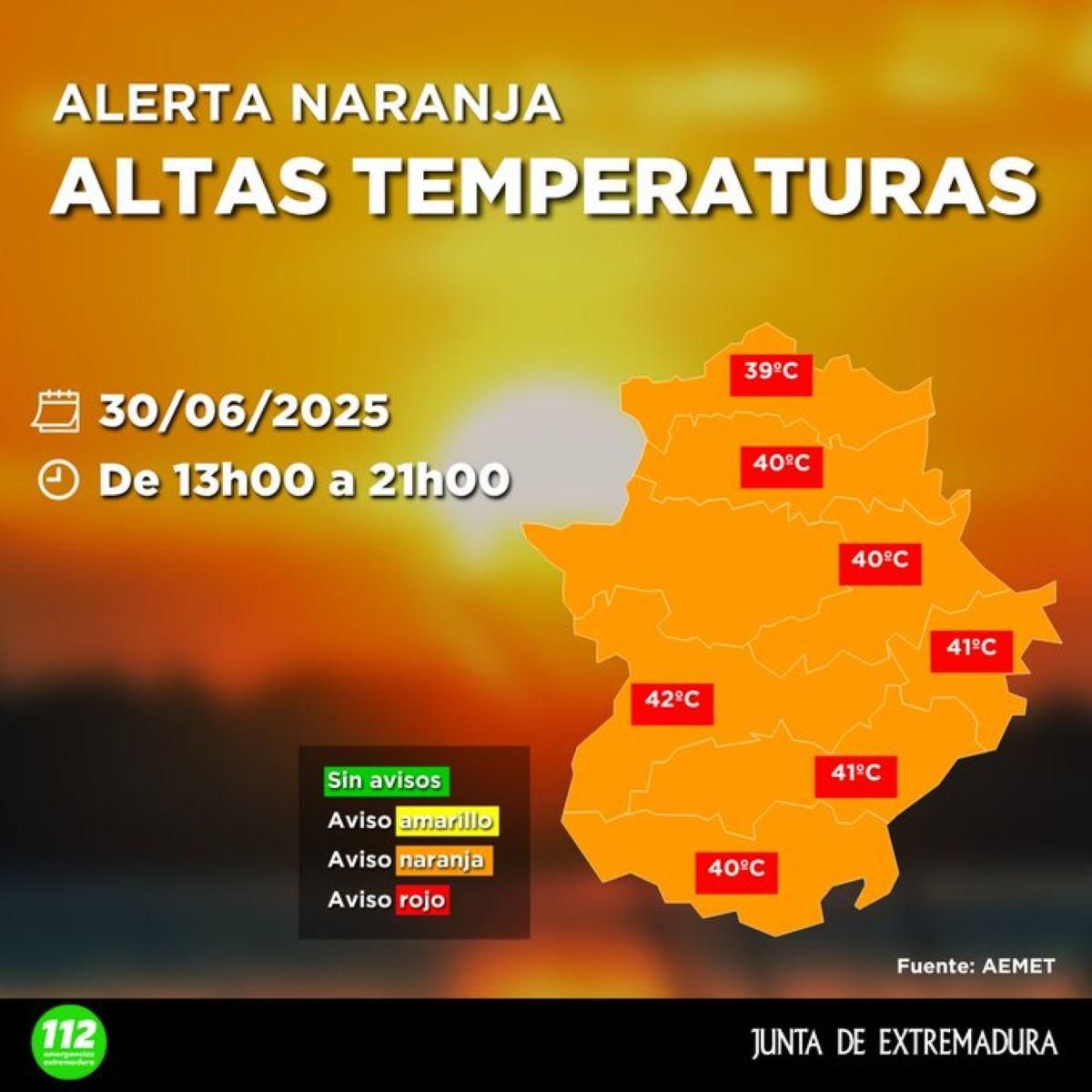 Mapa de temperaturas previstas para este lunes.