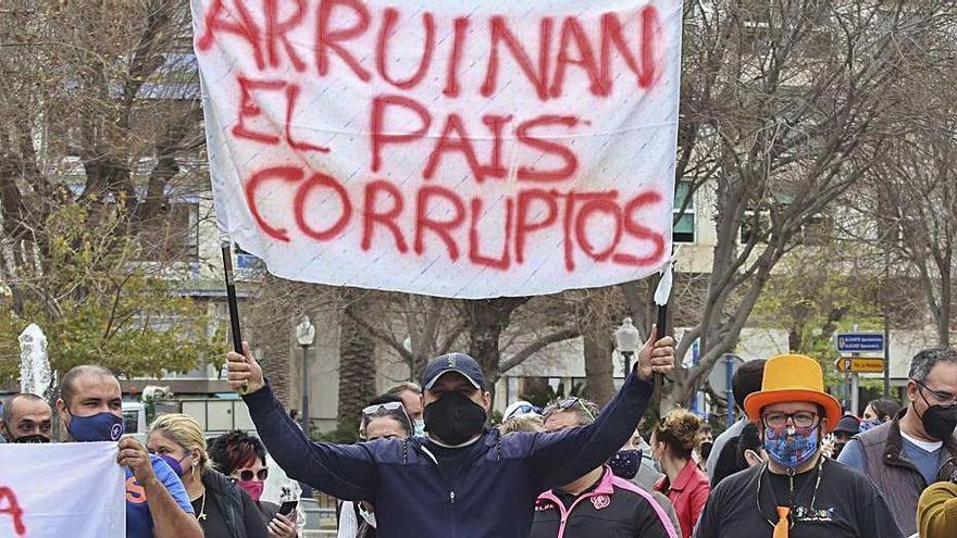 Protesta de hosteleros en Alicante, a finales de enero.