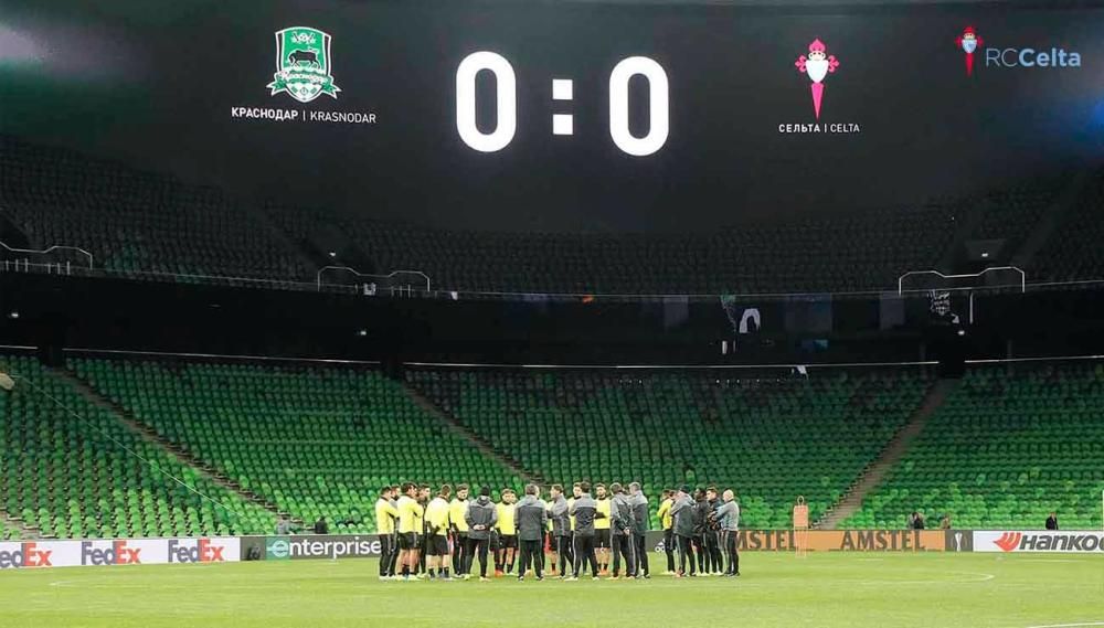 El Celta ya pisa el Krasnodar Stadium