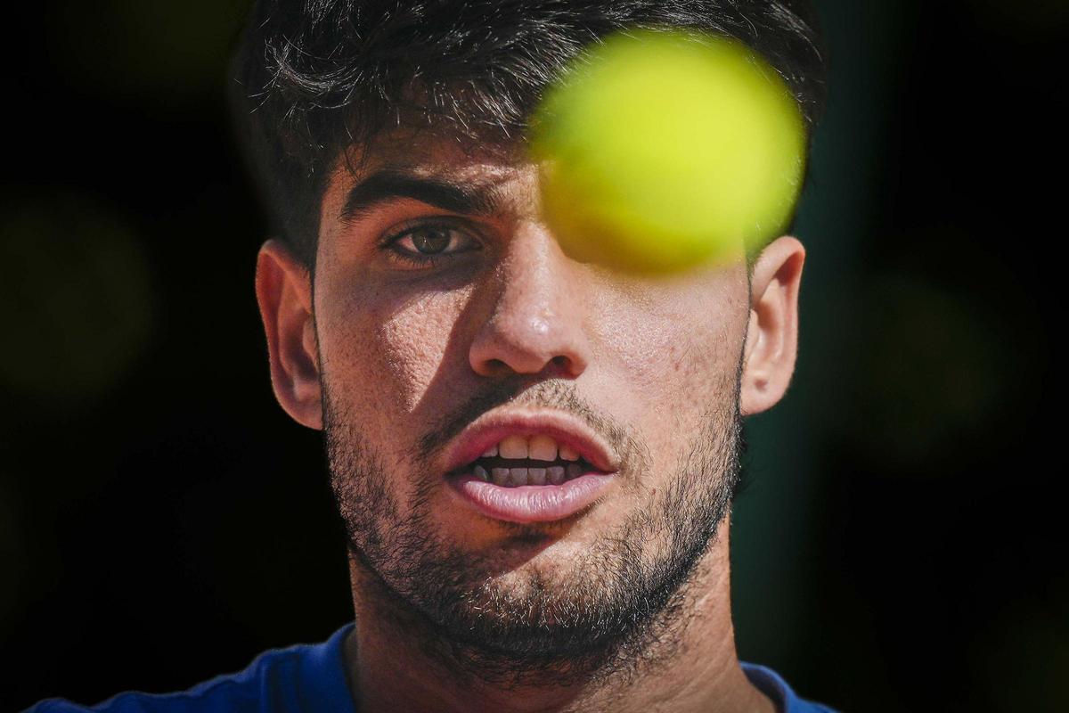 Alcaraz en un partido en el Barcelona Open