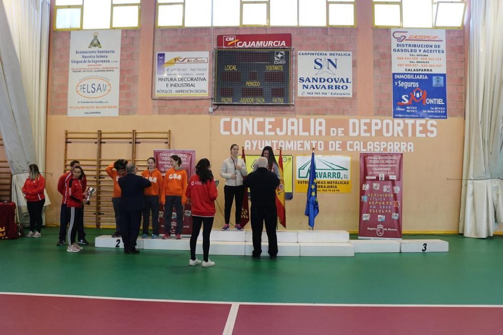 Final regional de tenis de mesa en Calasparra