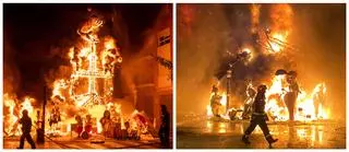 Una histórica 'cremà' despide en Burriana y Benicarló las primeras Fallas en la era poscovid