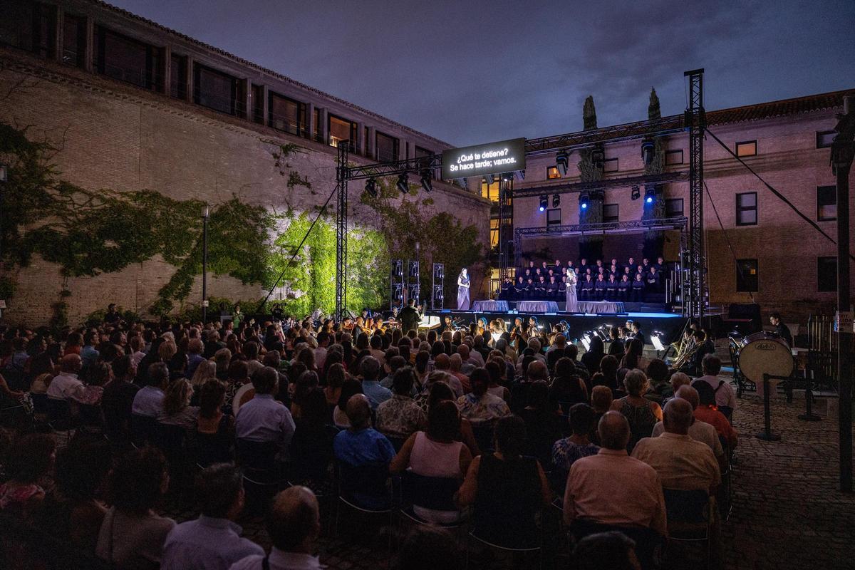 Una imagen de la ópera, este jueves en la Aljafería.