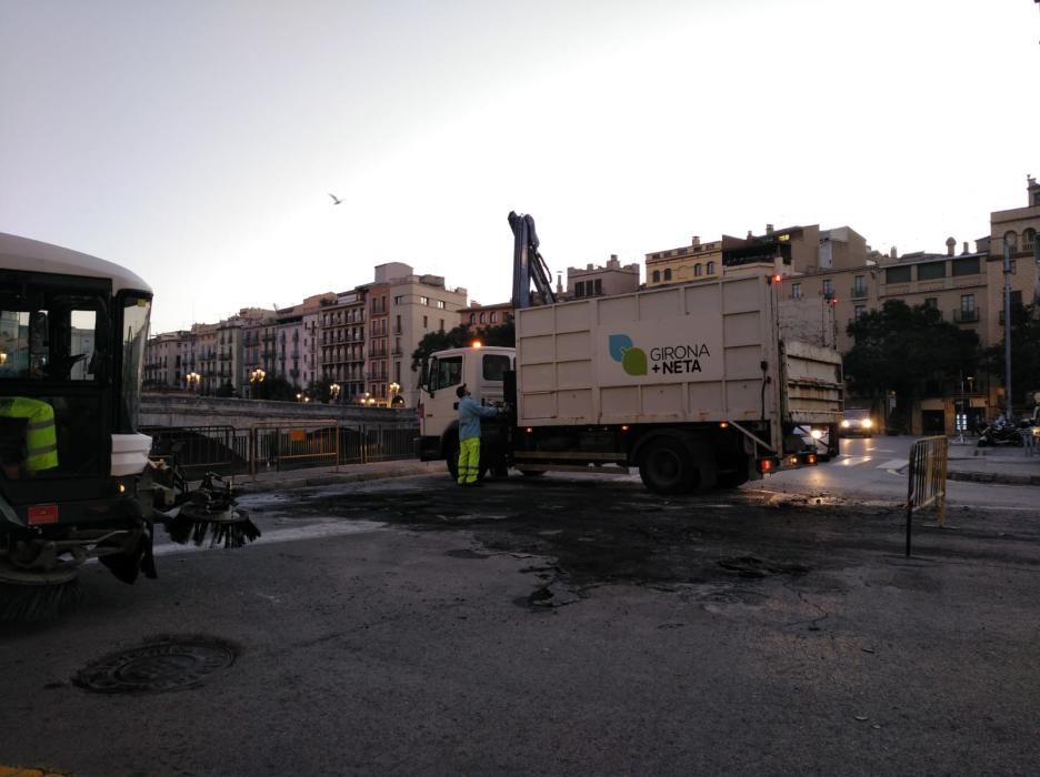 Girona intenta tornar a la normalitat després dels aldarulls de dimecres a la nit