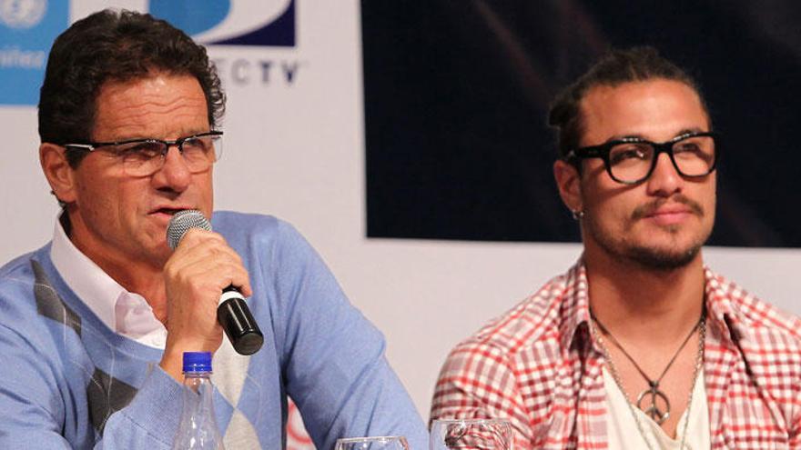 Fabio Capello, junto al argentino Daniel Osvaldo