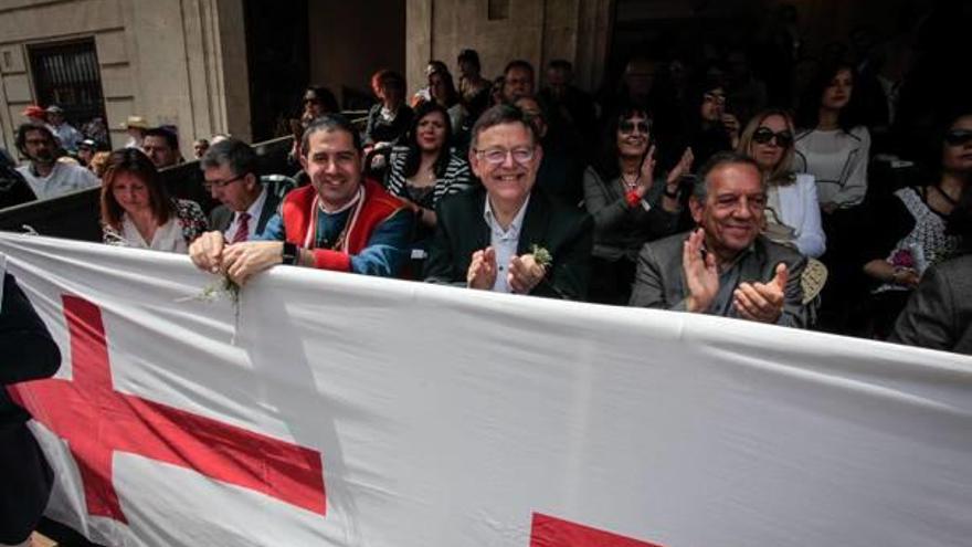 El conseller Rafael Climent, el alcalde Antonio Francés, el presidente Ximo Puig y el secretario autonómico de Educación Miguel Soler.