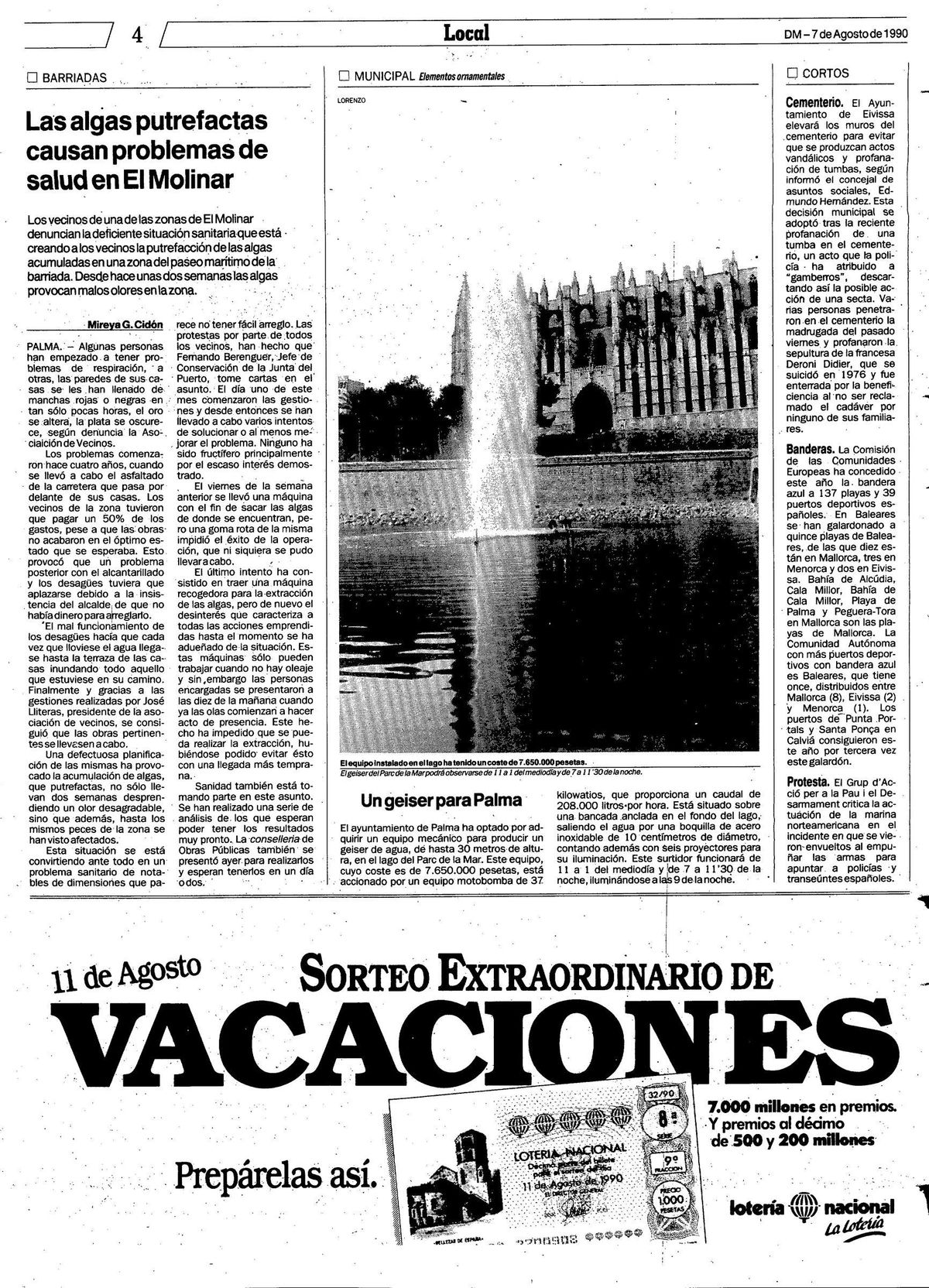 Noticia publicada en Diario de Mallorca sobre la inauguración del géiser del Parc de la Mar