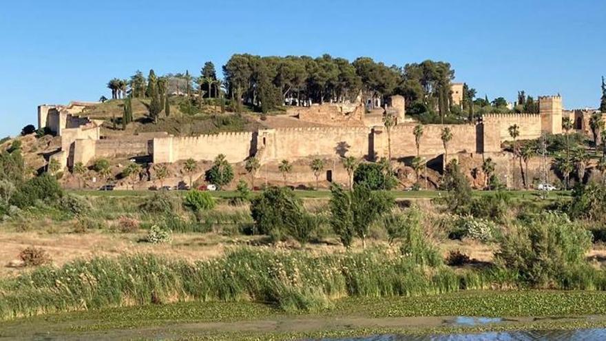 Un incendio de pastos ha quemado esta noche las laderas del Fuerte de San Cristóbal en Badajoz