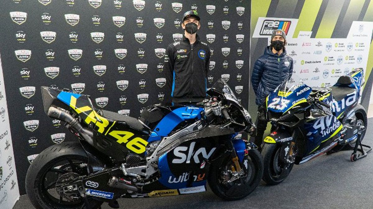 Marini y Bastianini, en la presentación del Avintia en Andorra, este viernes