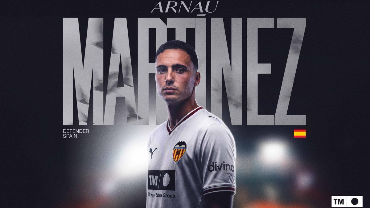 El cartel oficial del anuncio del fichaje de Arnau Martínez como nuevo jugador che