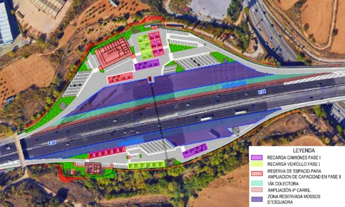 Planta esquemática de la nueva área de servicios de la Roca