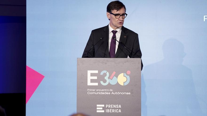 El president de la generalitat, Salvador Illa, durant la seva intervenció al Fòrum Espanya 360, organitzat per Prensa Ibérica.