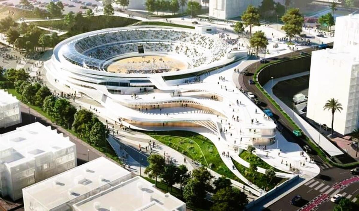 Recreación del primer proyecto de reforma de la plaza de toros de Benidorm.