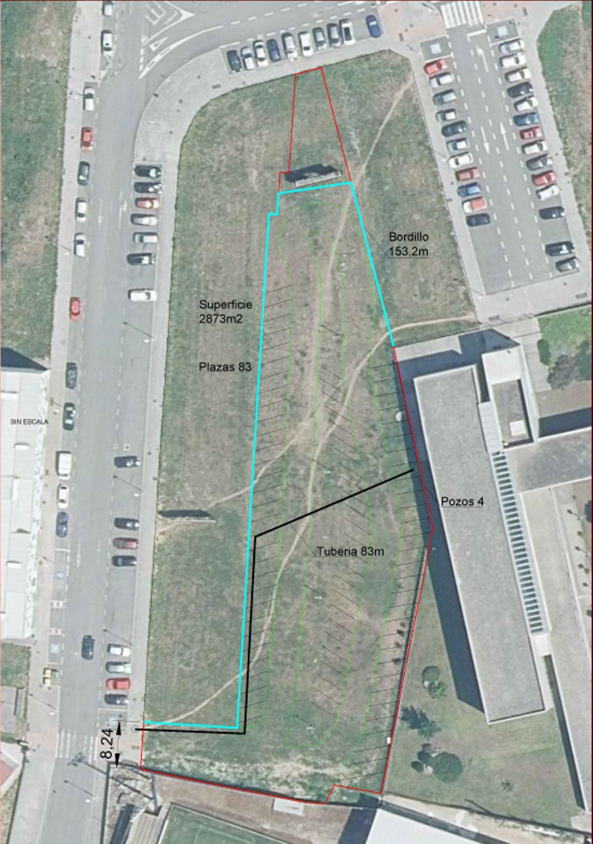 El plano con el aparcamiento disuasorio de Desamparados. |   // FDV