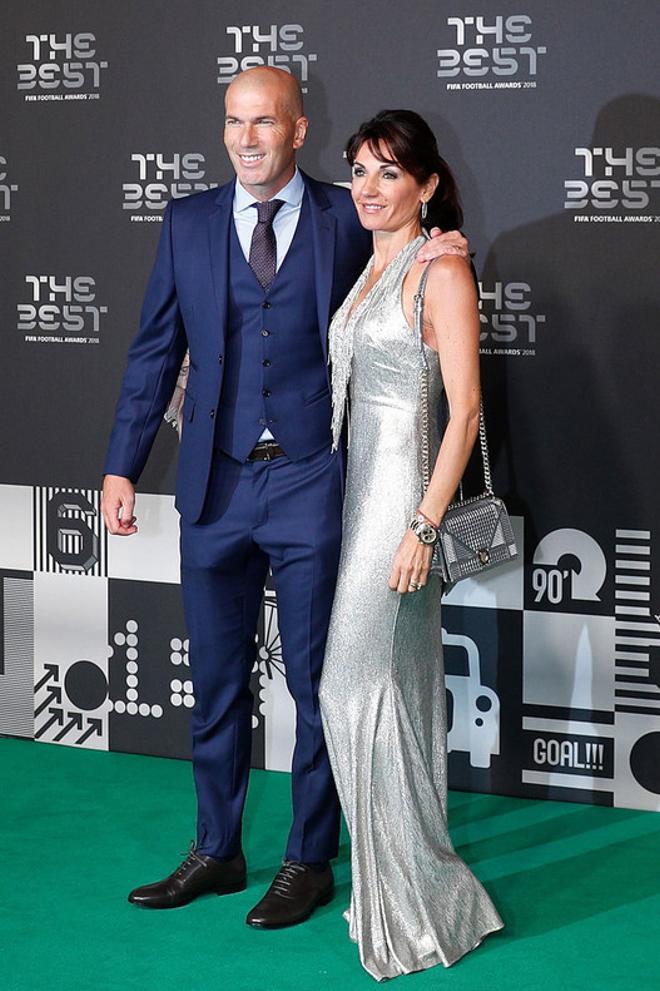 Zinedine Zidane y su mujer Veronique a su llegada a los premios FIFA the Best 2018 en Londres