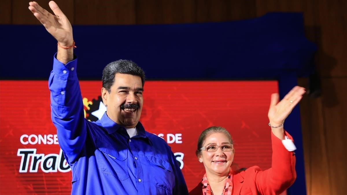 El presidente de Venezuela, Nicolás Maduro, en un acto en el palacio de Miraflores el día 19 de febrero.