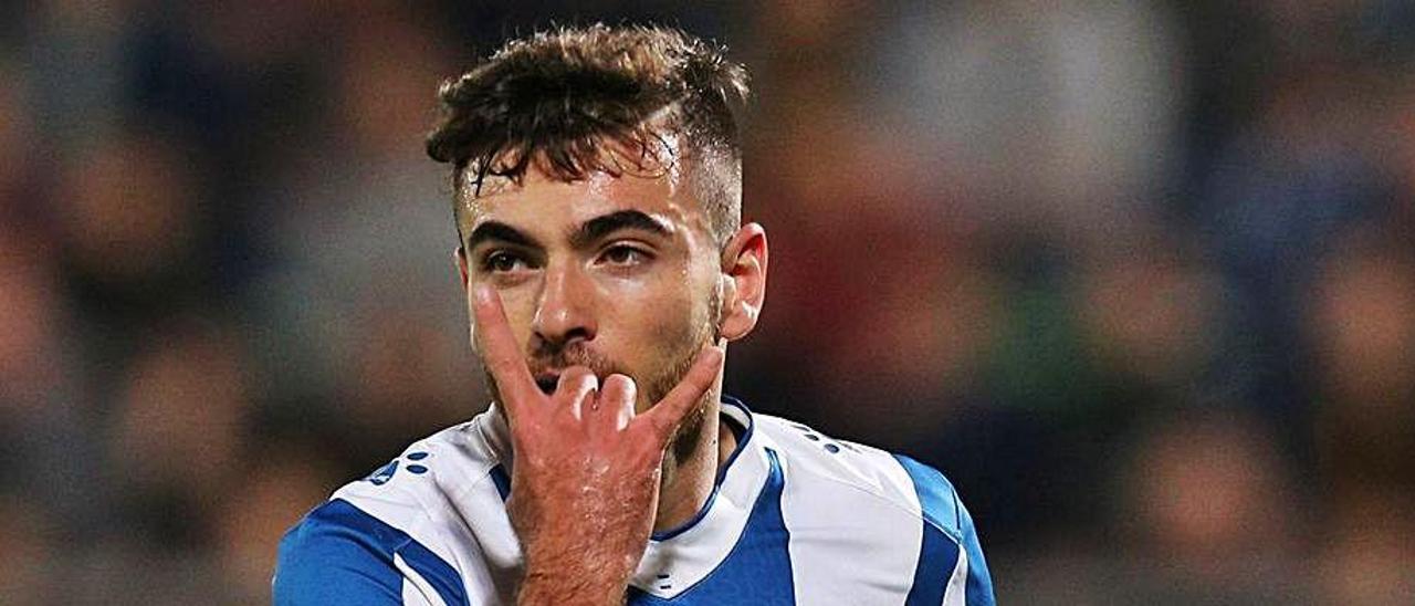 Víctor Campuzano celebra un gol con el Espanyol en la Liga Europa de la  pasada temporada. | Reuters