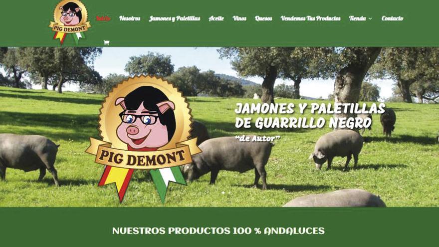 Captura de la página principal de la web de la empresa de jamones.