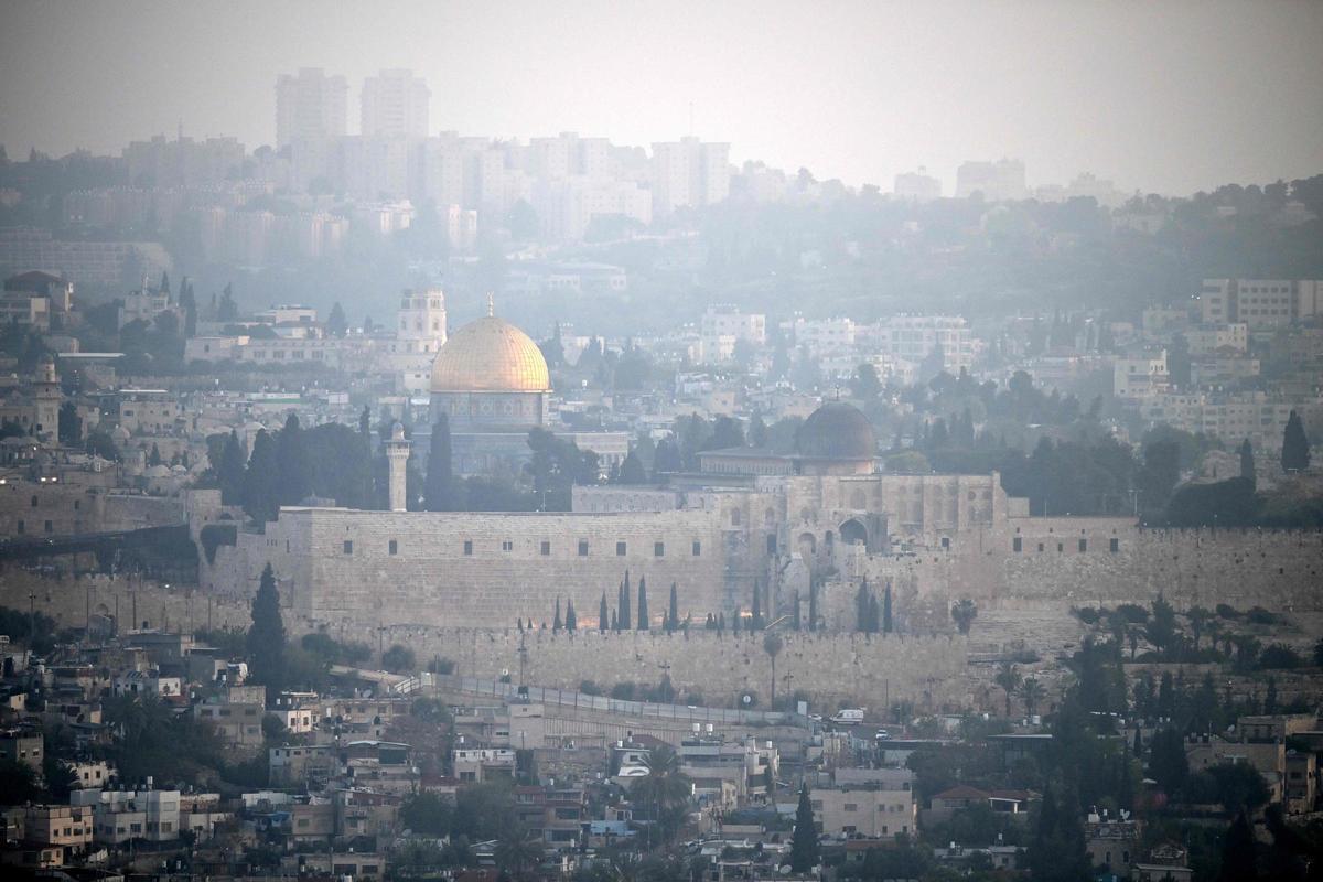 Vista aérea de la ciudad antigua de Jerusalén.