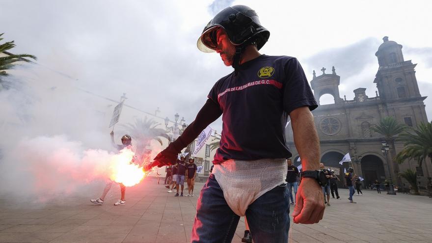 Manifestación bomberos de Las Palmas de Gran Canaria