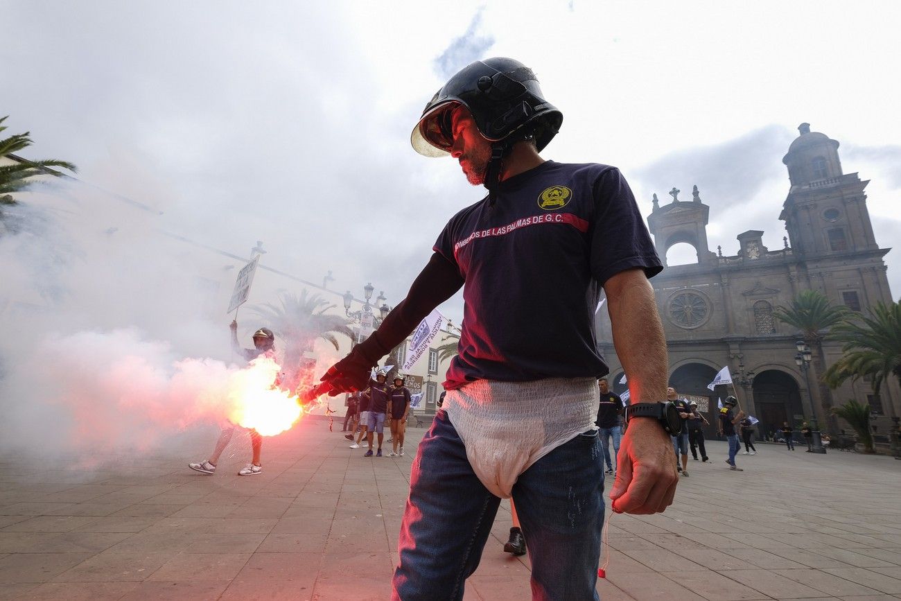 Manifestación bomberos de Las Palmas de Gran Canaria