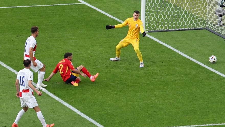 España-Croacia, en directo: gol anulado de Croacia por invasión de área en el rechace del penalti