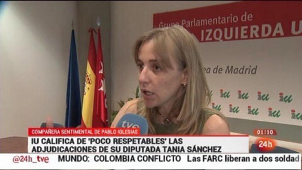 Tania Sánchez, en la noticia del Canal 24 Horas