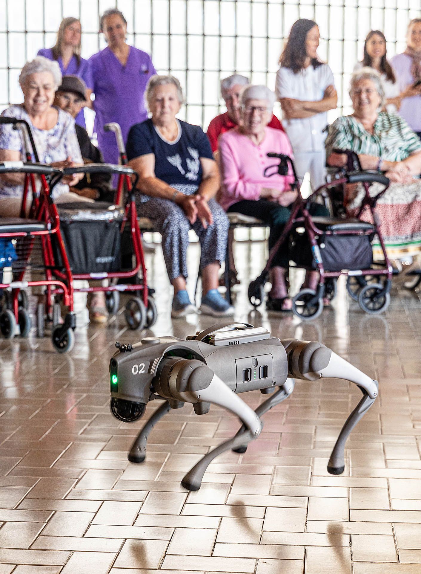 Un humanoide y un perro robot en el Hogar Provincial de Alicante