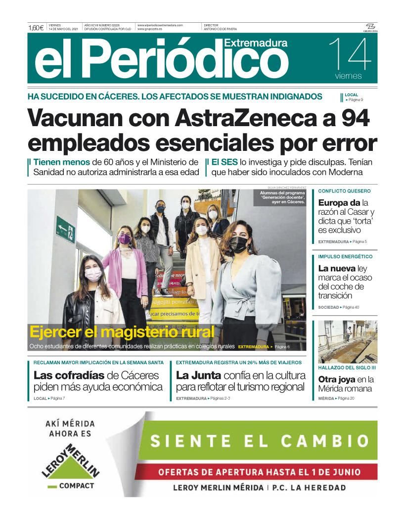 Consulta la portada correspondiente al día 14 de mayo del 2021