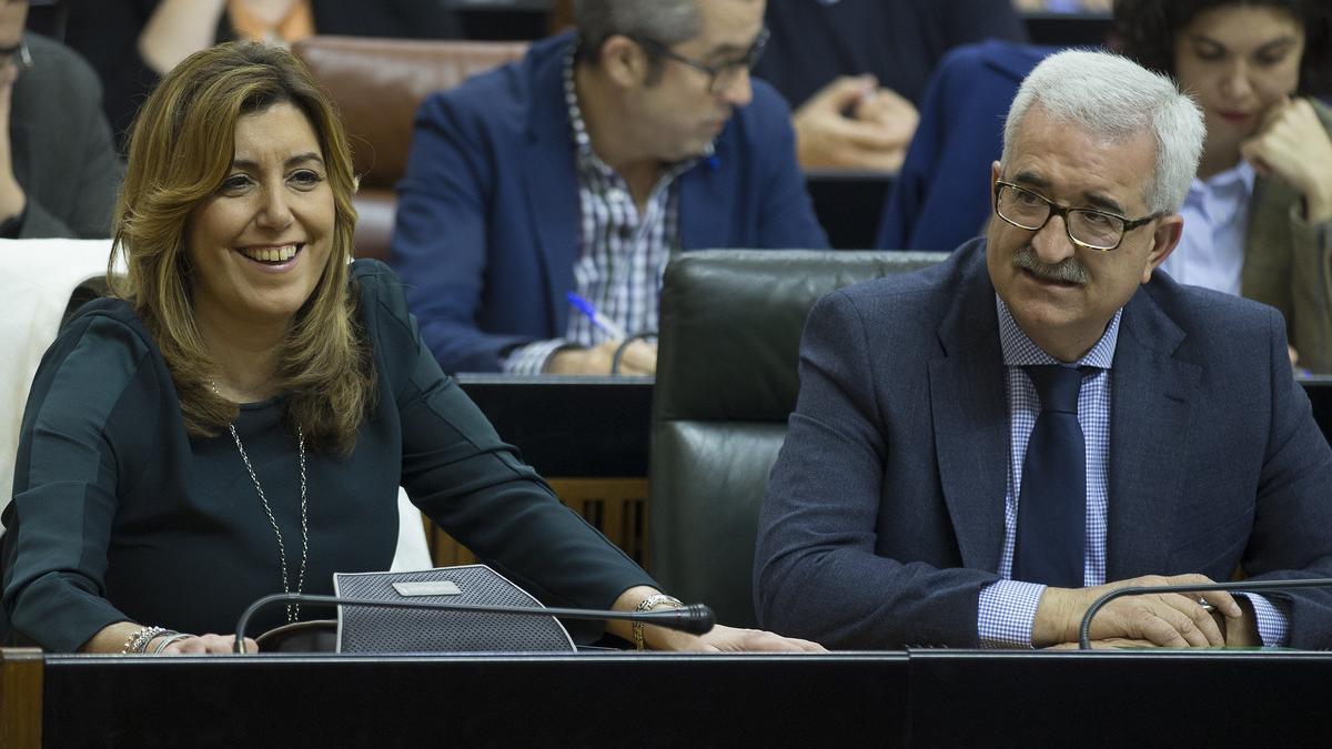 La presidenta de Andalucía y del PSOE, Susana Díaz, durante un pleno del Parlamento andaluz, el 3 de marzo en Sevilla.