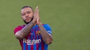 El jugador holandés Memphis Depay durante su presentación en el trofeo Joan Gamper