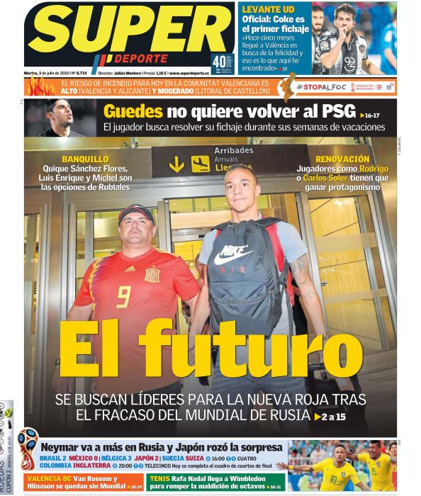 Portada SUPERDEPORTE martes 3 de julio de 2018