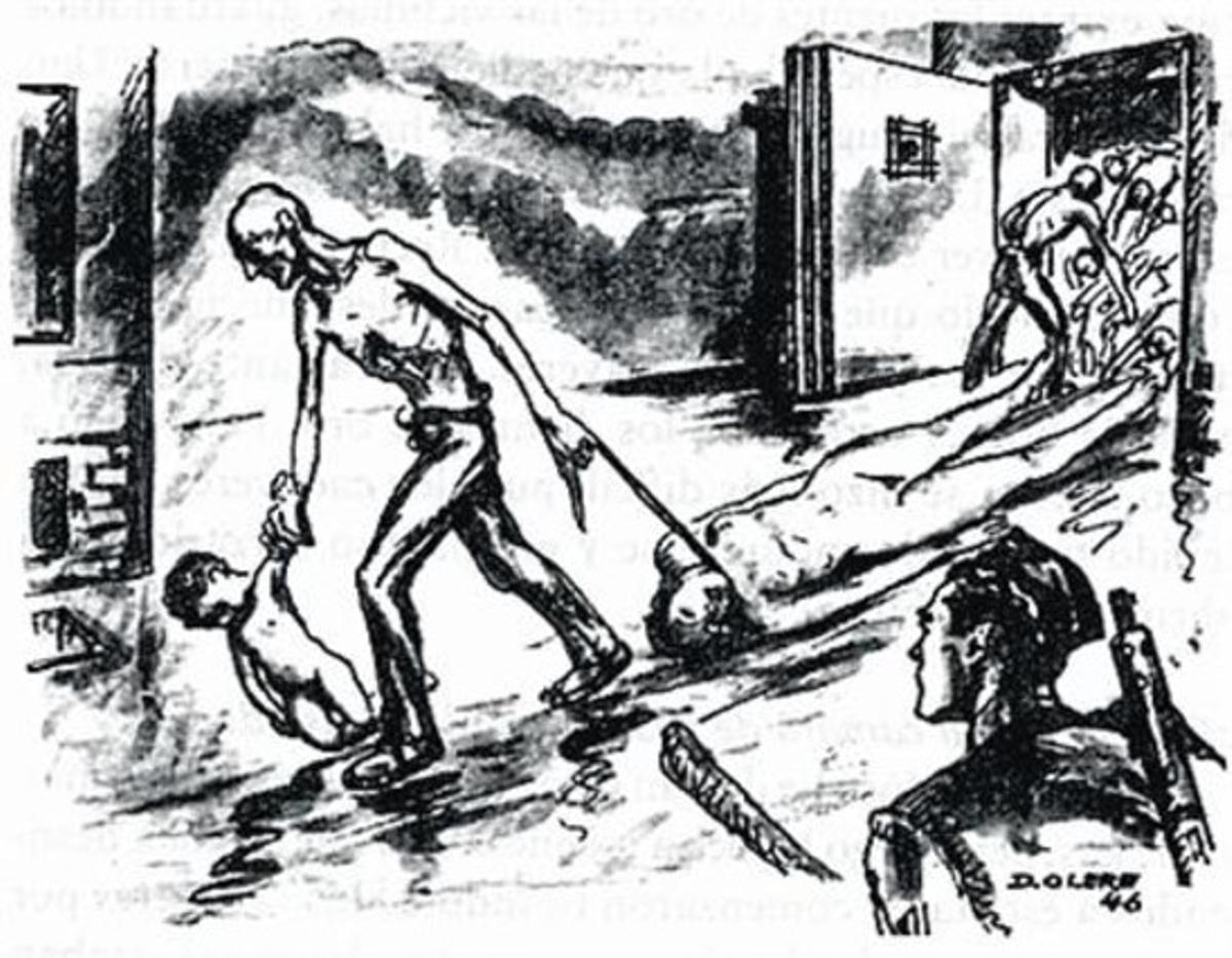 L’INFERN. David Olère va estar al Sonderkommando d’Auschwitz. Després de la guerra, els seus dibuixos, com aquests del llibre de Shlomo Venezia, van ser el seu testimoni: cambres de gas, el crematori, cadàvers, el tallat de cabells...