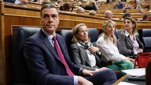 El presidente del Ejecutivo, Pedro Sánchez, durante la sesión de control al Gobierno.