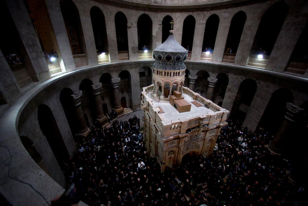 Inauguración del Santo Sepulcro tras su restauración, en Jerusalén, Israel.