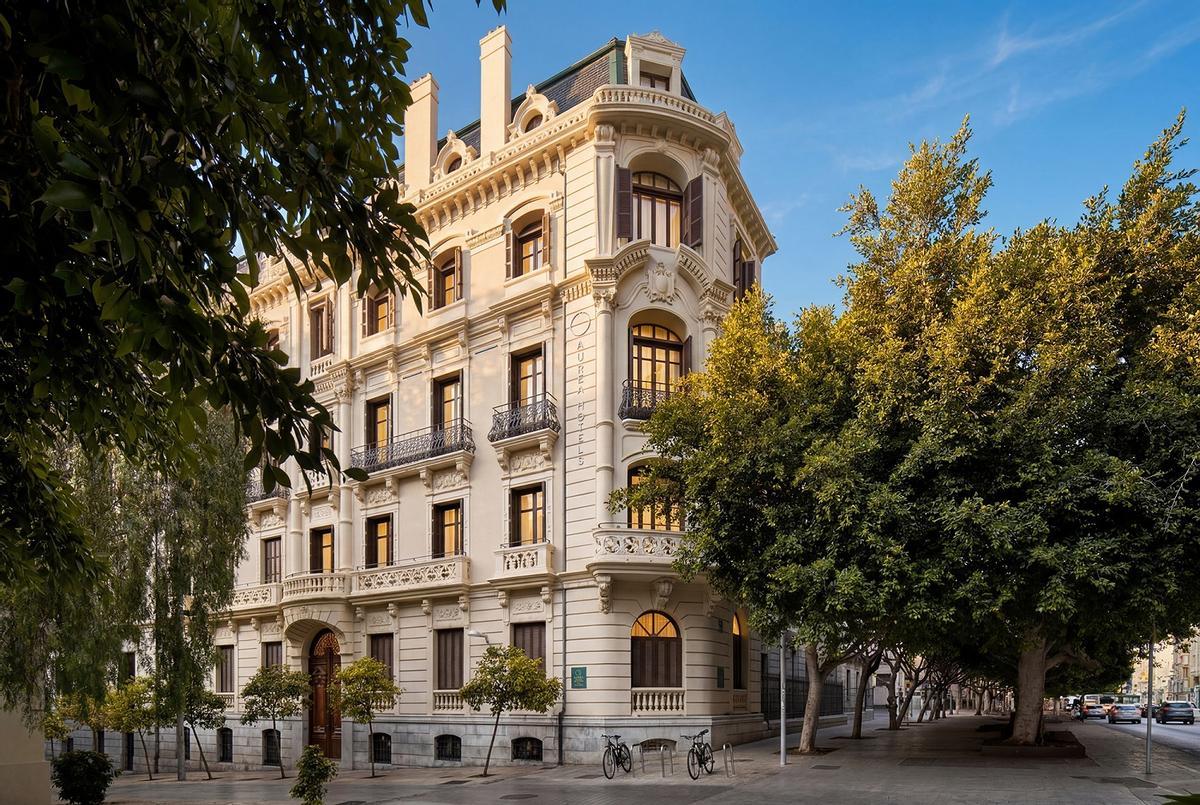 La fachada del hotel Áurea Palacio de la Tinta 5*, que la cadena hotelera de Grupo Hotusa abre este viernes 22 de mayo en Málaga.