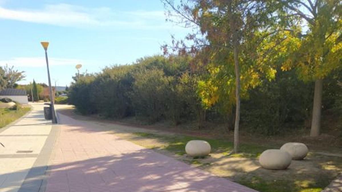 Zona del barrio de Los Olivos en Huesca donde se instalará el parque biosaludable.