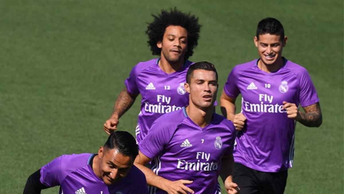 Una imagen del entrenamiento del Real Madrid