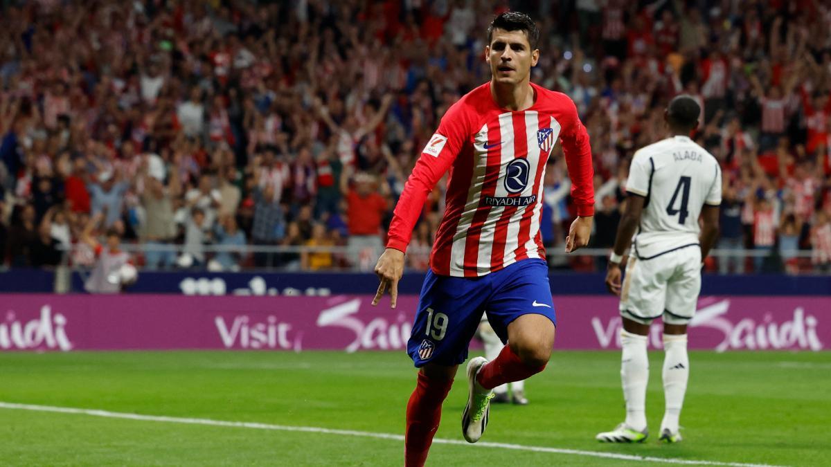Morata celebra uno de los goles ante el Real Madrid
