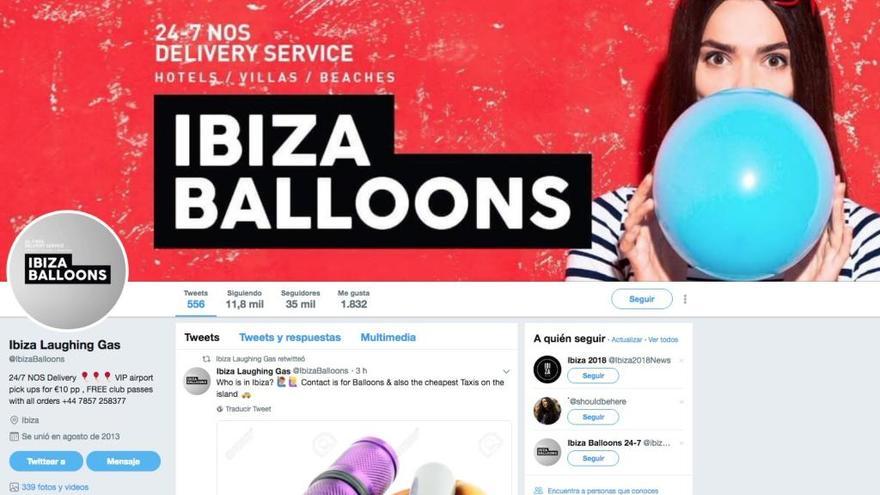 Venta a domicilio de gas de la risa en Ibiza a través de Twitter