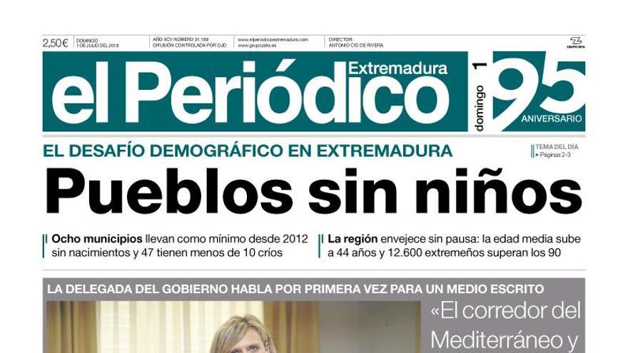 Esta es la portada de EL PERIÓDICO EXTREMADURA correspondiente al día 1 de julio del 2018