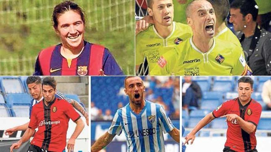 De arriba a abajo, y de izquierda a derecha: Mariona Caldentey (Barça); Antonio Vadillo (Palma); Biel Company (Mallorca); Sergi Darder (Málaga); y Guillem Truyols (Mallorca).