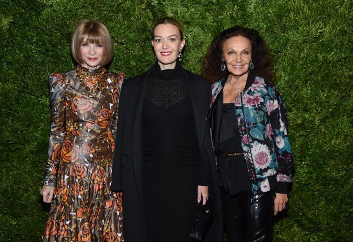 Marta Ortega, de Zara, con Anna Wintour y Diane von Furstenberg