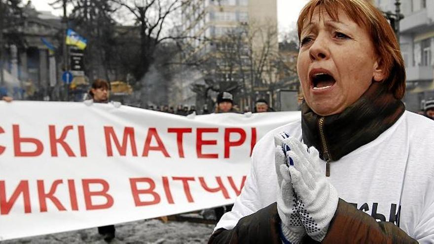 Una imagen de los manifestantes en Kiev.