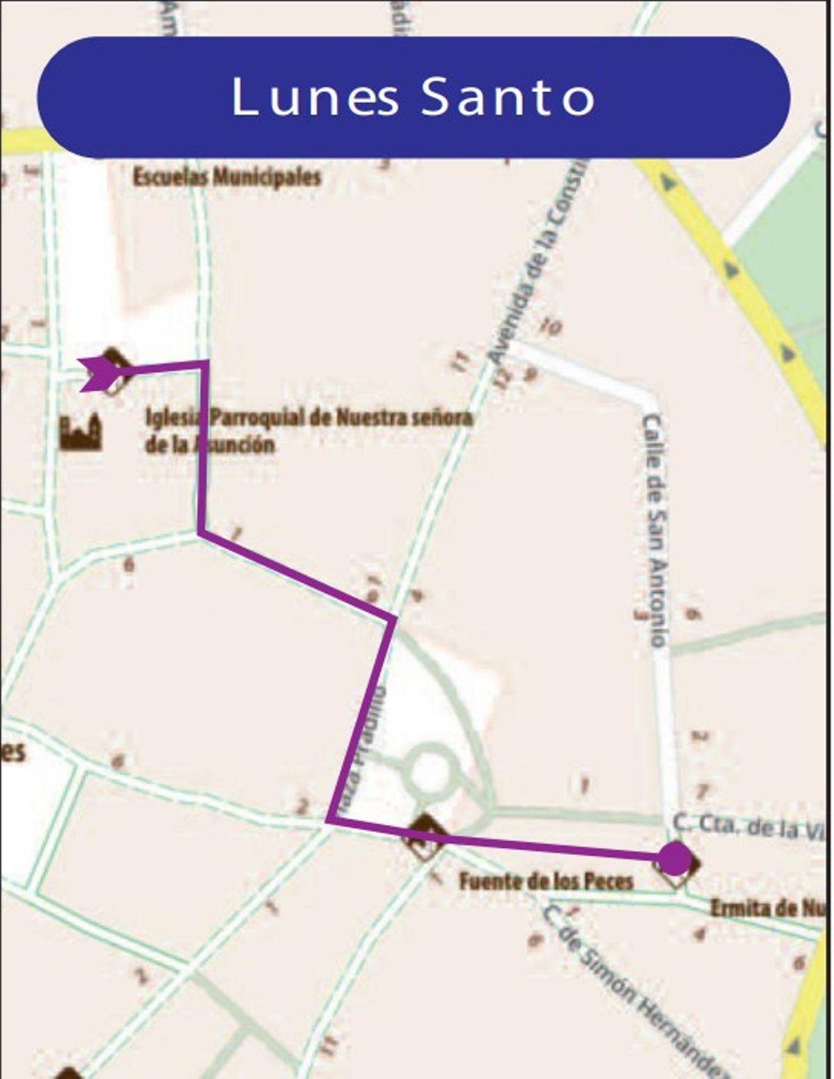 Recorrido de la procesión Traslado del Crucificado