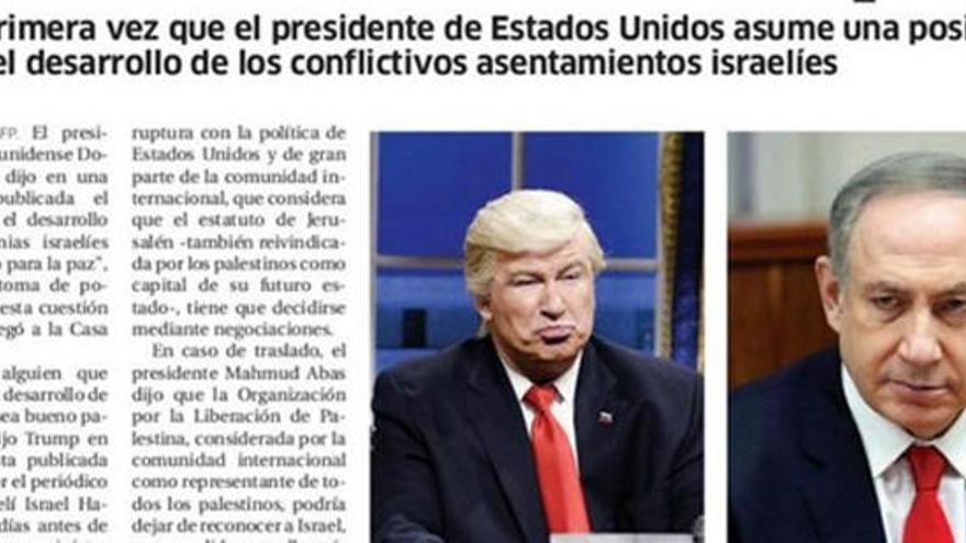 Captura de la notícia en la que el diari va confondre Baldwin amb Trump.