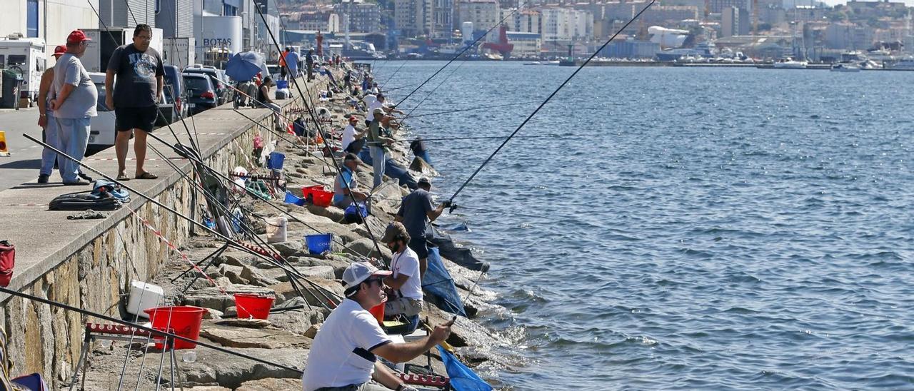 Campeonato de pesca con caña en O Berbés, en 2015