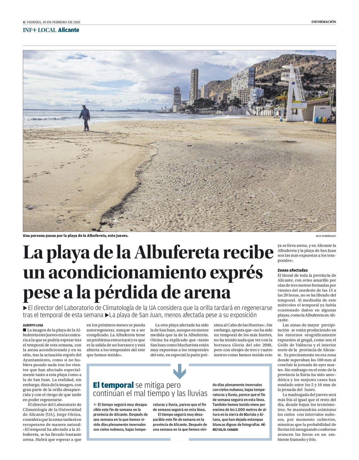 La playa de la Albufereta en febrero de 2023.