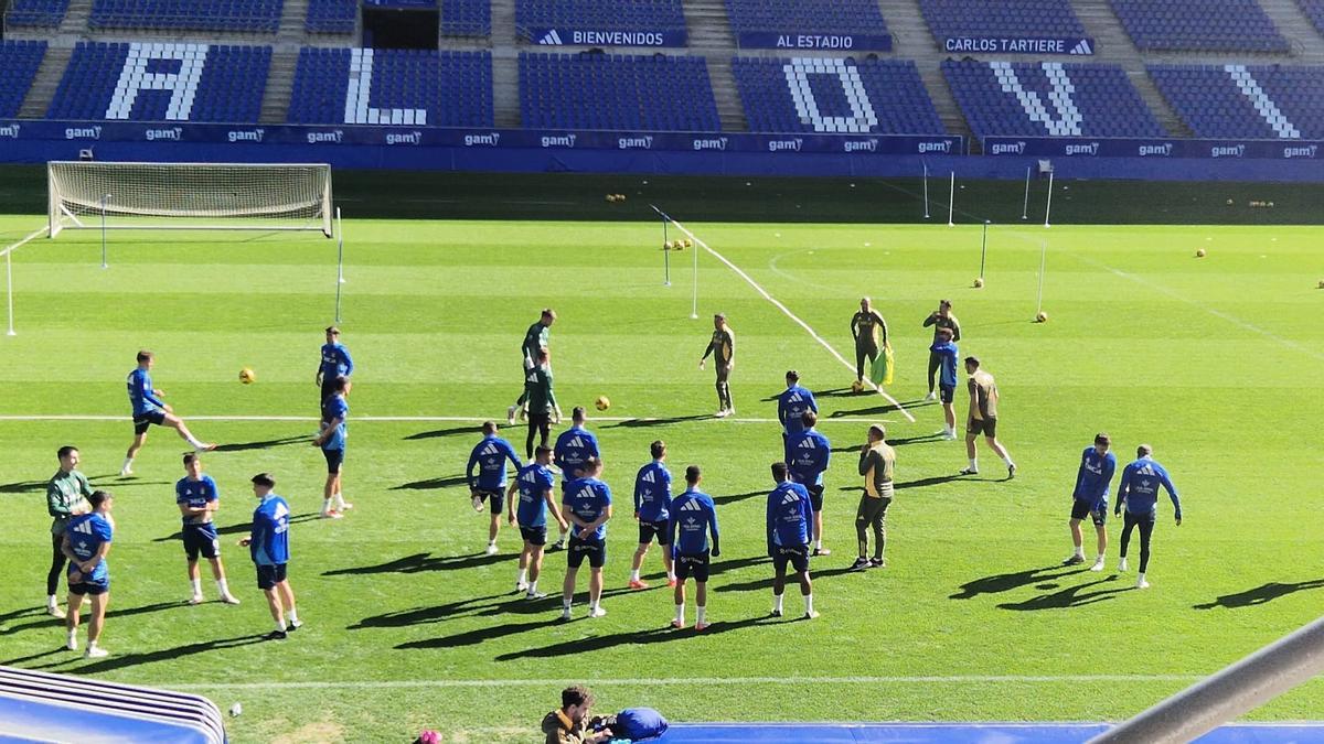 Una imagen del entrenamiento de esta mañana.