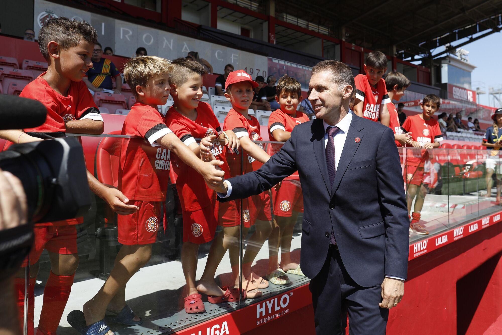 Girona. Estadi de Montilivi. Presentacio Hugo Rincon nou jugador del Girona FC. Delfi Geli.